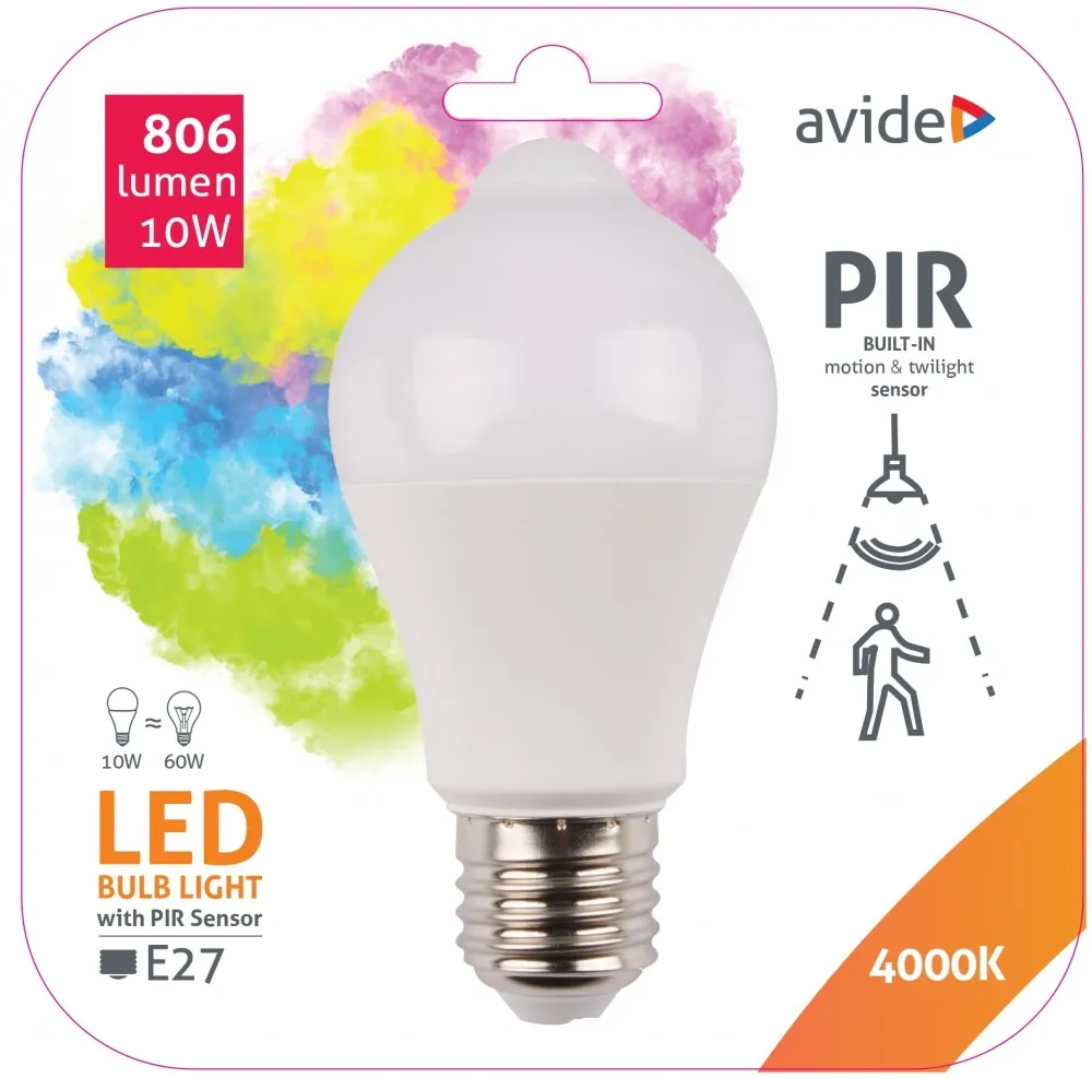 Avide Smart LED Globe A60 10W NW 4000K PIR mozgásérzékelővel