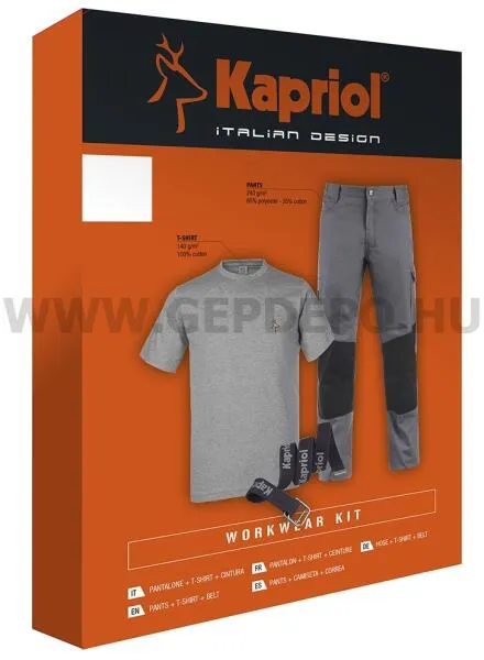 Kapriol 89140 munkaruha szett szürke (nadrág+öv+póló) M