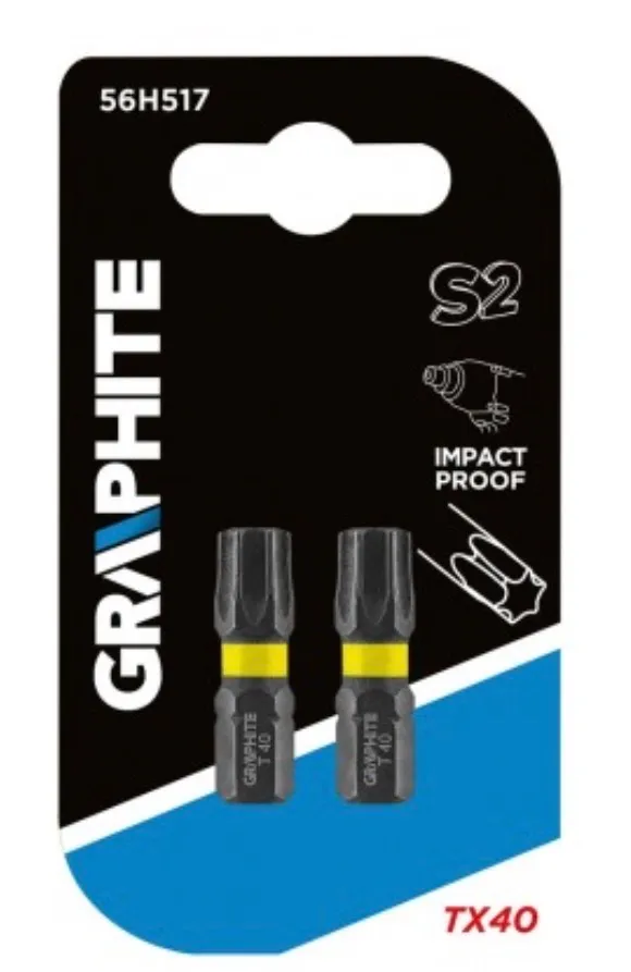 GRAPHITE 56H517 TORZIÓS ÜTVECSAVAROZÓ BIT TX40X25MM, 2DB