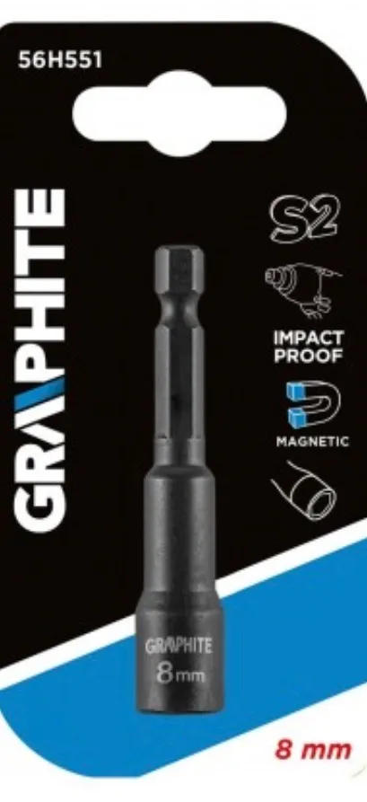 GRAPHITE 56H551 CSAVARBEHAJTÓ ÜTVECSAVAROZÓKHOZ, HATLAPÚ, MÁGNESES 8MM