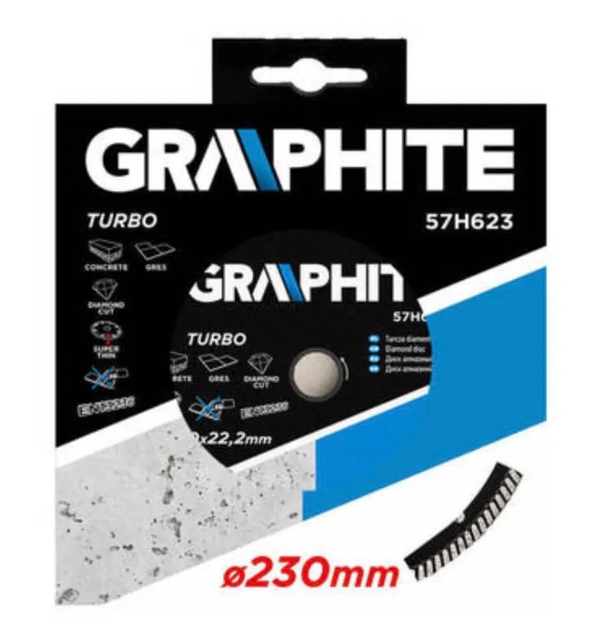 GRAPHITE 57H623 GYÉMÁNT VÁGÓKORONG 230MM TURBO VÉKONY,
