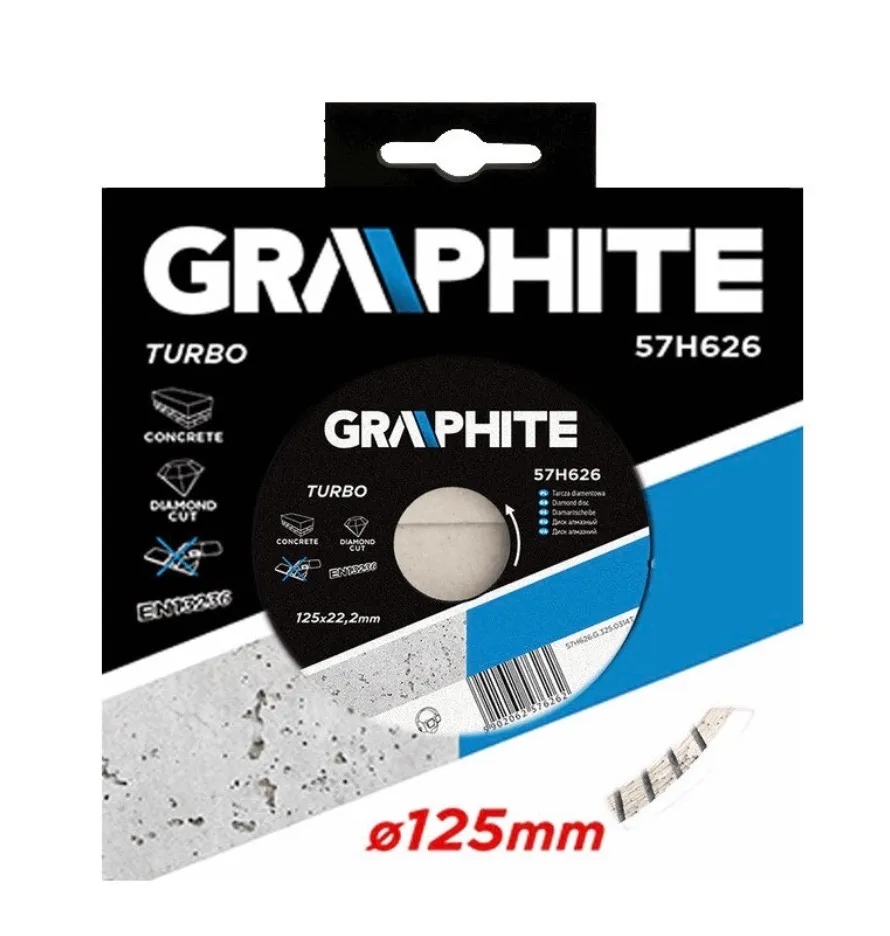 GRAPHITE 57H626 Gyémánt vágókorong 125MM TURBO ,GRAPHITE