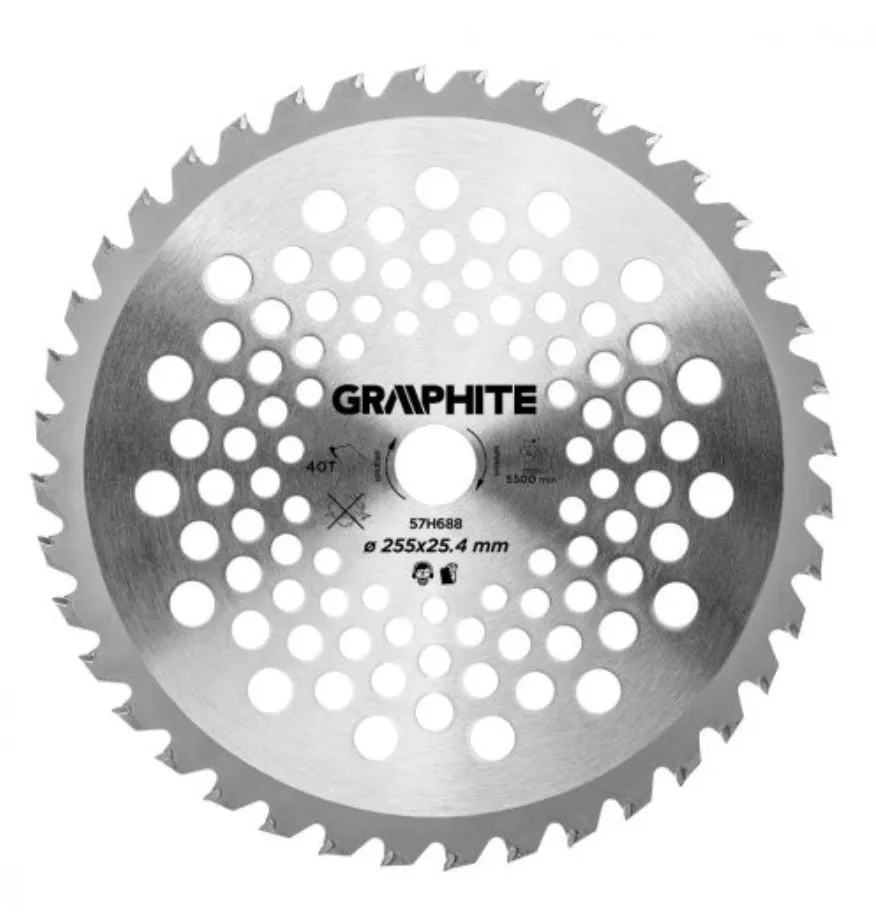 GRAPHITE 57H688 BOZÓTVÁGÓ KORONG FŰKASZÁHOZ, 255X25.4 MM, 40FOG, GRAPHITE