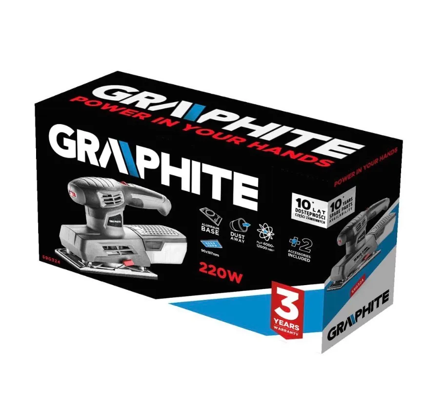 GRAPHITE 59G324 REZGŐCSISZOLÓ 220W, MUNKAFELÜLET: 90X187MM,