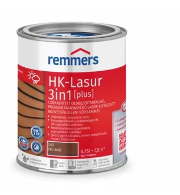 REMMERS HK  Oldószeres Vékonylazúr Dió 0,75 l